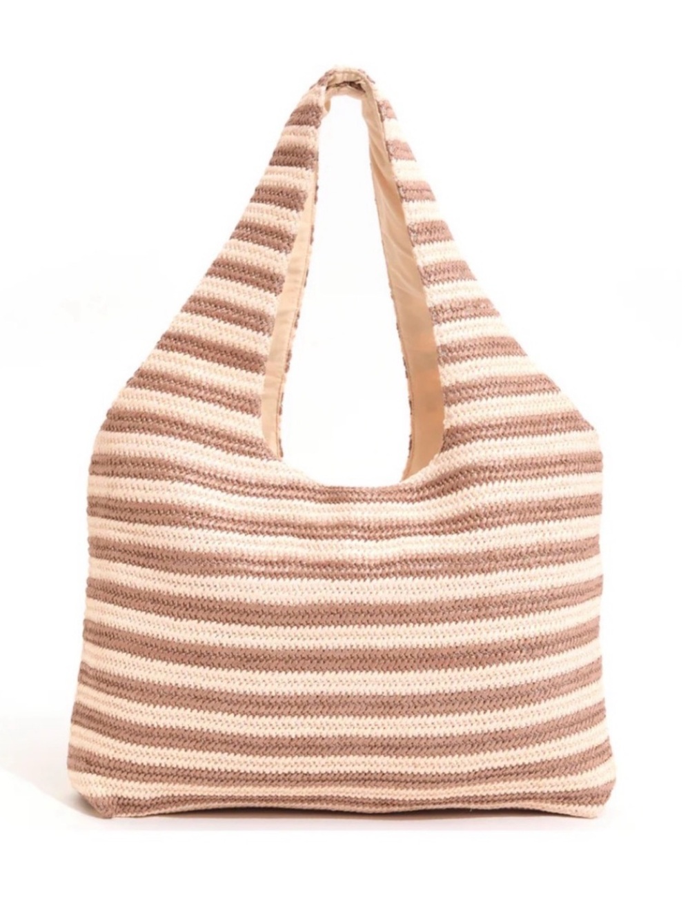 NEW Beach Riot Nantucket Striped Knit Hobo Bag Tote Beige and Cream, MSRP $78